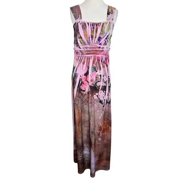 Vintage Dresses & Skirts - Vintage Y2K Fairy Regency Maxi Dress Purple Floral Forest Romantic Women Small